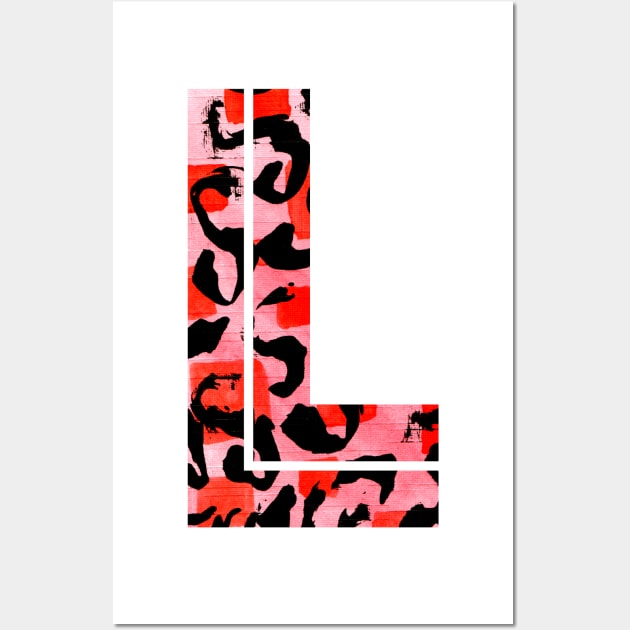 Letter L Watercolour Leopard Print Alphabet Red Wall Art by Squeeb Creative